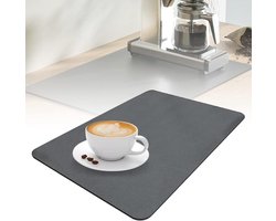 Afdruipmat voor koffiezetapparaat en servies - Keuken afdruipmat van sneldrogend materiaal - Absorberend en antislip - 40 x 60 cm - Grijs