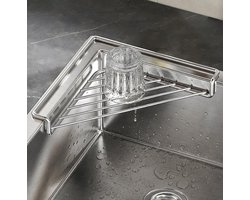 Afdruiprek - 2 stuks - RVS - Vaatdoekhouder - Afwasrek - Hoekafdruiprek - Gootsteen Organizer - Driehoek - Sponshouder Rek - Aanrecht en Keuken Organiser - Ruimtebesparend - Droogrek - Keuken accessoires - Zilver