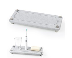 afdruiprek, diatomiet, antislip dienblad van diatomiet, stabiel met metalen poten, waterabsorberende stenen plaat voor gootsteen, ideaal voor badkamer, keuken, kopjes
