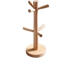 Afdruiprek Mok Houder - Kopjes Droogrek - Keuken Organiseren - Elegant Boom Ontwerp - 32x12.8x14.5cm - Houtkleur