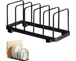 Afdruiprek - Opbergrek-Bordenorganizer-Metalen bordenrek - Organizer - Opbergrek - Zwart - 24*10*10 cm-Geschikt voor kasten, aanrechtbladen en kledingkasten - Ideaal voor het opbergen van borden, snijplanken, bakvormen, pannen, schalen, herbruikbare