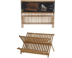 Afdruiprek van bamboe hout - 42 x 32 x 26 cm - uitdruiprek / bordenrek