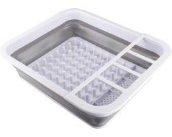 Afdruiprek voor afwas - Afwasrek - Opvouwbaar - Inklapbaar - Compact - Vaatwasrek met Bestekrekje