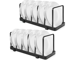Afdruiprek voor servies en bestek - Verticale afdruiprek voor borden en potten - Plaat opbergrek - Afdruiprek kast (zwart, 2 stuks) bordenrek