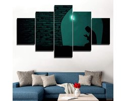 Afdrukken Schilderij Canvas Schilderijen Home Decor Framework Hd Prints Afbeeldingen 5 Stuks Moslims die 's nachts bidden onder de maan Islam Poster Wall Art