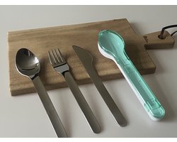 Afecto bestekset to go RVS - reisbestek vork-mes-lepel- in handige hard cover beschermhoes- gemakkelijk schoon te maken