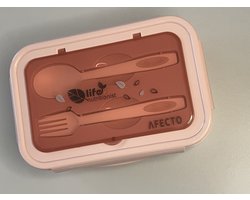 Afecto Lunchbox To Go: Roze met Lepel, Vork en Opbergvakken - duurzaam kunststof - Vaatwasserbestendig - Kan in vriezer - eindeloos variëren