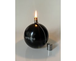 Afecto Mat Zwarte Oliebrander - olielamp - Hoogte: 10 cm, Breedte: 9 cm - Voorzien van een duurzame glasvezel lont
