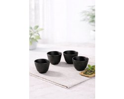 Afecto Theekopjes Set – 4-delig – Zwart – keramiek –