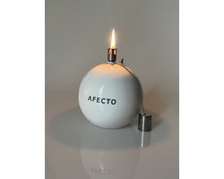 Afecto witte Oliebrander - olielamp - Hoogte: 10 cm, Breedte: 9 cm - Voorzien van een duurzame glasvezel lont