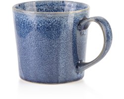 Affekdesign By Mondex - Koffiemok met oor - 400 ML - Hoogwaardig keramiek - Blauw - 1 stuk - Mok met oor