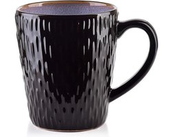 Affekdesign - Set van 4 mokken/bekers/koppen - 420 ml Zwart/grijs