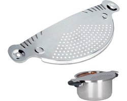 afgietdeksel - 32,5 x 13 cm - voor pannen - afgiethulp - zilver