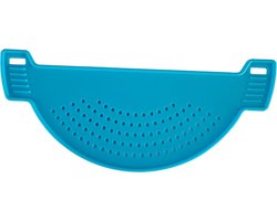 Afgiethulp - afgiethulp met handvat - afgietdeksel - vergieten & zeven - zeef kunststof blauw - oDaani