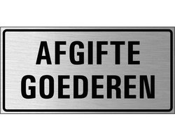 Afgifte goederen bord, geborsteld aluminium 200 x 100 mm