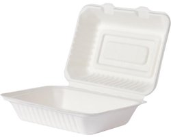 Afhaalbak van suikerriet Klein, 100% composteerbaar, geschikt voor vloeistoffen, warm, koud, vetgehalte, ovenvast en magnetronbestendig, Ideaal voor Restaurants, Picknick, Take-Outs, To Go Ontbijt, Lunch, Diner - 50 stuks