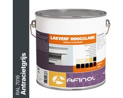 Afinol Hoogglans Lakverf Antracietgrijs (RAL 7016) 2,5 liter - Lak - Houtlak - Houtverf - Voor Binnen en Buiten - geschikt voor hout, metaal en kunststof