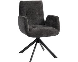 Afmetingen 60x61x88cm Zwart 360掳 Draaibare Loungestoel, Moderne Polstersessel, Accentstoel, Design Fauteuil, Draaistoel, Woonkamer Stoel, Leesstoel, Relaxstoel, Comfortabele Armstoel, Gestoffeerde Zitstoel Tot 120Kg