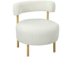 Afmetingen 67x67x71cm Crèmewit Loungestoel Relaxfauteuil Sherpa Fleece Bouclé Fauteuil Gestoffeerde Stoel met Houtlook Metalen Poten Comfortabele Leesstoel Accentstoel Woonkamer Slaapkamer Moderne Zitstoel Ruime Zitting Belastbaar tot 120kg