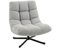 Afmetingen 95x75x90cm Lichtgrijs Draaifauteuil Loungestoel met Brede Zitting Chenille Bekleding Waterafstotend 360 Draaibaar Relaxstoel Leesstoel Kruispoot Stalen Onderstel Moderne Accentstoel Woonkamer Slaapkamer