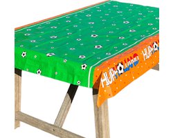 Afneembaar Oranje Plastic Tafelkleed Voetbal Hup Holland EK/WK 180x120 cm