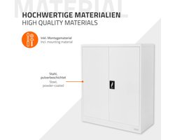 Afsluitbare archiefkast 90x40x109 cm wit staal ML design
