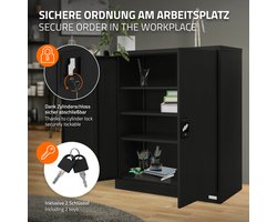 Afsluitbare archiefkast 90x40x109 cm zwart staal ML design