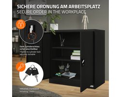 Afsluitbare archiefkast 90x40x90 cm zwart staal ML design