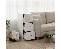 Afsluitbare archiefkast - bureaukast met 3 lades - houten ladeblok & printerstandaard - kast voor hangmappen (A4/Letter/Legal) - multifunctionele kast - met kantelbeveiliging - Wit