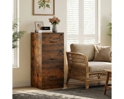 Afsluitbare archiefkast - bureaukast met 3 lades - houten ladeblok & printerstandaard - kast voor hangmappen (A4/Letter/Legal) - multifunctionele kast - met kantelbeveiliging - bruin