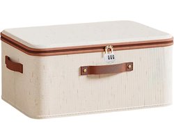 Afsluitbare box, opvouwbare opbergbox met deksel, opvouwbare organizer, opbergdozen met cijferslot, opbergmand voor kledingkast of onder het bed (30 x 20 x 14 cm)