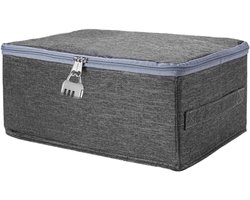 Afsluitbare Doos - 30 x 20 x 14 cm - Opbergdoos met Deksel - Stoffen Opbergbak met Slot - Draagbare Organizer voor Snacks - Medicijnen en Speelgoed