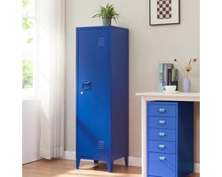 Afsluitbare Metalen Lockerkast Blauw - Stevige Opbergkast met Ventilatie en Planken
