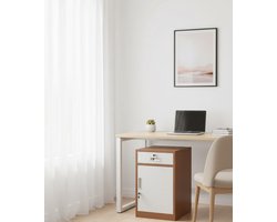 Afsluitbare Mobiele Archiefkast Bruin – Verstelbare Planken & 1 Lade – Veilig Opbergen van Documenten, Kantoorbenodigdheden en Printer – Robuuste Stalen Opbergkast voor Thuiskantoor en Werkruimte