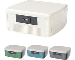 Afsluitbare opbergdoos - Afmetingen: 25 x 20 x 10 cm - Materiaal ABS - Met cijferslot - Dubbellaags ontwerp - Met verdelers - Wit