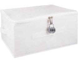 Afsluitbare Opbergdoos - Kist met slot - Veilig opbergen - Geïntegreerd cijferslot - 31 x 23 x 18 cm - Beige