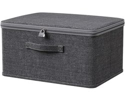 Afsluitbare opvouwbare opbergbox met deksel en cijferslot - Grijs (40 x 30 x 21 cm) voor kledingkast of onder het bed