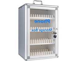 Afsluitbare telefoonkast - Mobiele locker - Apparaten opbergen - Wandmontage mogelijk - 48 stuks - Aluminium