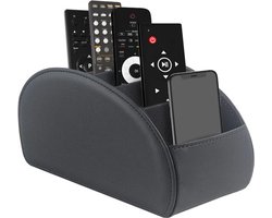 Afstandsbediening Organiser - 5 Vakken - Zwart Kunstleer - Universeel Opbergdoos - Voor Tv Accessoires Bureau En Salontafel