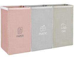 Afval scheidingssysteem - 3-voudig voor papier - glas - plastic - milieuvriendelijk afval scheidingssysteem - recycling - organizer - tassen van resistente en herbruikbare materialen