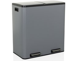 Afvalbak / afvalscheidingssysteem Clean 13 - 60L (2x30L) staal grijs hjh OFFICE