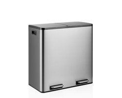 Afvalbak / afvalscheidingssysteem Clean 13 S - 60L (2x30L) roestvrij staal zilver hjh OFFICE