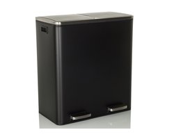 Afvalbak / afvalscheidingssysteem CLEAN IX 60L (2x30L) staal zwart hjh OFFICE
