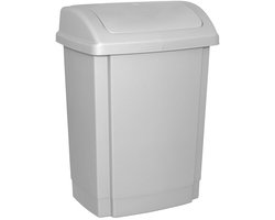 Afvalbak met deksel, kunststof, 25 l, grijs