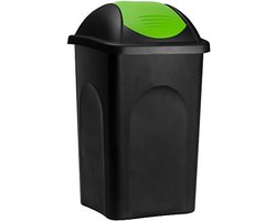 Afvalbak met klapdeksel - 60L kunststof prullenbak voor keuken en huis (Groen)