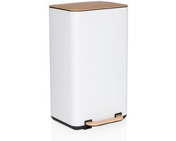 Afvalbak / prullenbak CLEAN NATURA 30 l houtlook staal crème/walnoot hjh OFFICE