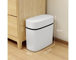 Afvalbak Van 12 Liter Met Drukdeksel, Kunststof Afvalbak, Geschikt Voor Badkamer, Keuken, Toilet, Kantoor, Kamer En Slaapkamer.