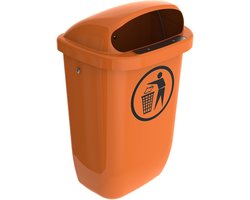 Afvalbak voor buiten - polyetheen - 50 liter - DIN 30713 - oranje of groen