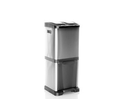 Afvalbak/afvalscheidingssysteem CLEAN VII 32L (2 x 8 l + 16 l) staal zilver hjh OFFICE