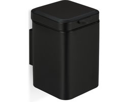 Afvalbkakje 3 l - wandmontage - softclose - rvs - met binnenemmer - badkamer - zwart